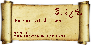 Bergenthal Ányos névjegykártya